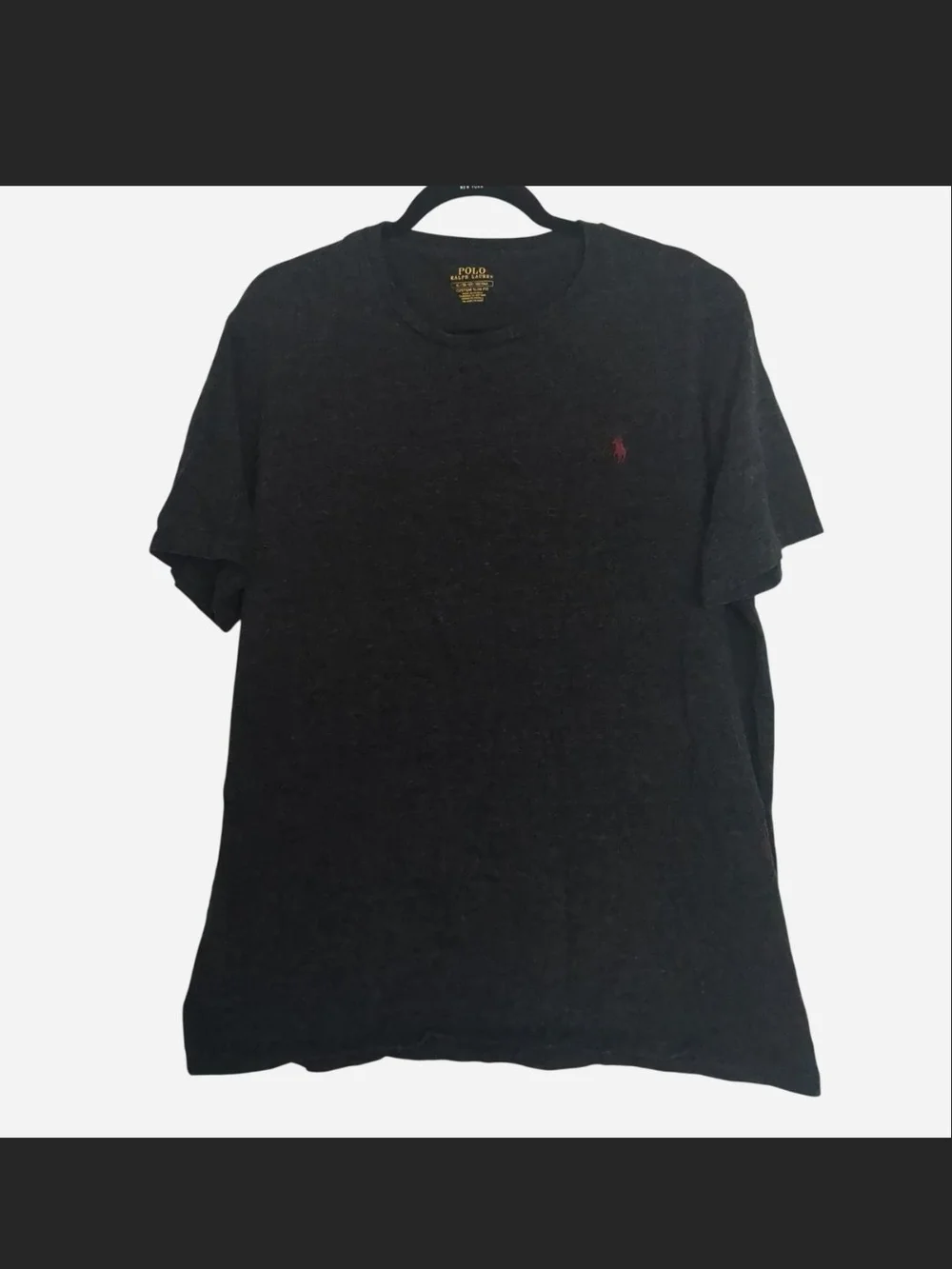 Polo Ralph Lauren Charcoal Grey Crewneck Tee Burgundy Pony Logo Slim Fit XL